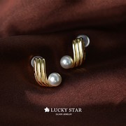 luckystar时尚简约轻奢无耳洞，珍珠耳夹无痛硅胶耳环耳饰纯银耳钉