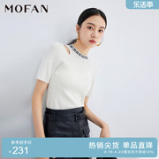 mofan摩凡春秋甜辣风米白字母(白字母)圆领毛衣，韩版气质设计感针织衫女