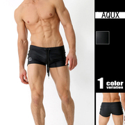 男士平角泳裤黑色高品质弹力性感，四角游泳短裤加加大码舒适温泉裤