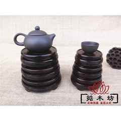 黑梓木雕 紫砂壶 奇石花盆花瓶工艺品圆形底座 红实木雕 佛像底座