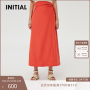 度假系列INITIAL橘色系带包臀半身裙女优雅气质KTFLFVV871