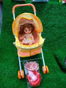 儿童公主长发卡通娃娃铁杆，手推婴儿车餐具套装女孩益智过家家玩具