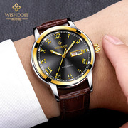 双钢带手表欧美瑞士全自动机械，男表商务夜光日历精钢皮带国产腕表