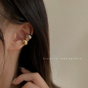 金属格纹耳夹无耳洞女高级感耳骨夹轻奢小众设计感耳环耳饰品