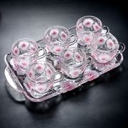 欧式简约创意水晶玻璃杯子家用套装客厅花茶杯喝水杯热水茶具托盘
