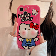 可爱卡通粉色立体kitty猫适用苹果14手机壳iphone13promax12防摔13pro硅胶11女14pro趣味个性创意保护套
