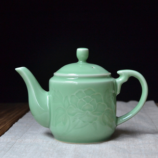 龙泉青瓷茶具大号泡茶壶手工，原矿富贵牡丹，壶创意家用陶瓷茶壶