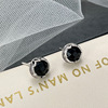 日韩版黑玛瑙s925纯银耳钉男女通用个性时尚泰银复古耳饰首饰