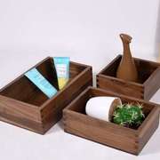 黑胡桃木盒定制无盖木盒桌面，厨房杂物收纳盒，长四方木盒抽屉盒