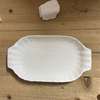 长方型蒸盘鱼盘切角双耳烤盘深微波炉餐厅LOGO定制陶瓷纯白餐具