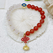 磨砂红玛瑙手链设计感中国结莲蓬手串复古中国风饰品串珠手链