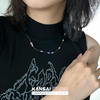 kansai透明彩色猫眼石项链，个性可爱串珠锁骨，链2022年夏季小众颈链