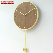 Geekcook创意挂钟时尚简约创意客厅挂钟静音石英钟木质摇摆挂钟表