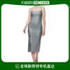 自营Herve Leger 乙烯基箔吊带中长连衣裙 - 灰色 美国奥莱直
