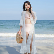 仙女范温泉沙滩度假长款裙蕾丝开衫比基尼泳衣罩衫外搭披肩防晒衣