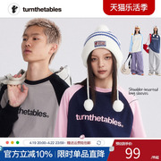 Turnthetables260G拼色插肩袖字母长袖T恤潮牌情侣款宽松纯棉tee