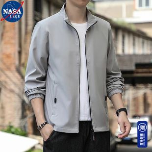 NASA春秋季外套薄款男士休闲运动薄夹克拉链上衣服男装防晒风衣