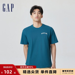 gap男装夏季logo廓形运动简约时尚短袖t恤潮流休闲上衣841870