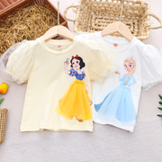 女童纯棉立体卡通短袖泡泡袖T恤 夏季薄款儿童小女孩宝宝半袖上衣