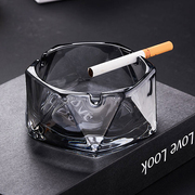 家用创意玻璃烟灰缸轻奢潮流客厅几何烟缸办公室精致时尚水晶烟盅