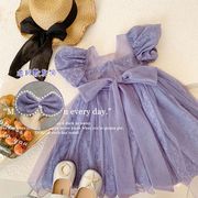 女童连衣裙夏装紫色儿童网纱公主裙洋气蓬蓬仙女裙