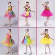 六一儿童节表演出服装蓬蓬裙黄色公主连衣纱裙子合唱朗诵女童舞蹈