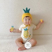 宝宝包屁衣春夏季水果菠萝造型婴儿连体衣宝宝百岁周岁爬服