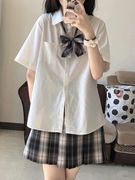 jk白衬衫女夏季短袖学院风甜美学生制服设计感日系百褶裙俩件套装