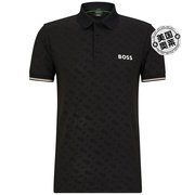hugoboss男式黑色压纹徽标pateomb12短袖polot恤-黑色