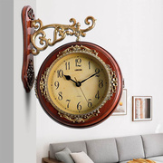 欧式双面挂钟客厅创意钟表，静音时尚复古北欧时钟，美式高级感挂墙表