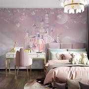 儿童房壁纸女孩粉色城s堡壁画卧室壁布墙布背景墙壁纸2022新