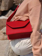 小众设计红色信封包包女2024复古单肩斜挎包小方包新娘结婚包