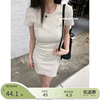 王少女(王少女)的店白色，方领连衣裙2024年夏季小个子法式气质包臀裙子