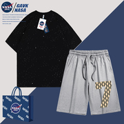 NASA GAVK2024百搭潮牌情侣套装男女同款纯棉T恤印花五分潮流短裤
