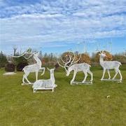 不锈钢镂空鹿雕塑摆件，户外仿真动物鹿雕塑，园林景观大型不锈钢雕塑