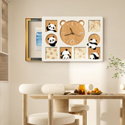 简约熊猫电表箱画装饰画带钟表餐厅配电箱，壁画遮挡电源开关盒挂画