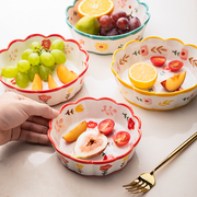 陶瓷水果沙拉盘创意，可爱客厅家用零食盘子网，红北欧ins风水果盘子