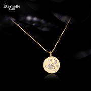 法国Eternelle设计师款梦幻星球彩金吊坠14K金钻石项链个性锁骨链