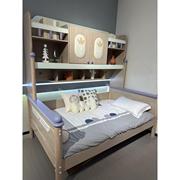 橡木儿童床带书架衣柜储物节省空间1.2米可爱风床1.5米大孩全实木