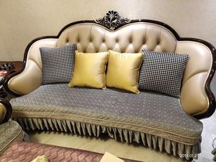 赛丽尔sd136金色年华，高档时尚皮沙发布艺，坐垫沙发巾沙