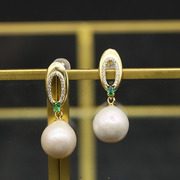 天然珍珠耳环925银高级感通体纯银女耳坠，简约复古优雅气质耳饰品