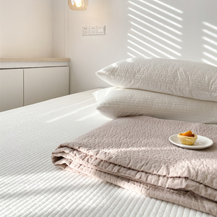 韩国高端简约床盖三件套全棉纯棉四季通用款薄款绗缝毯单件大床单