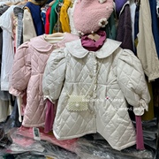 2022冬季新韩国(新韩国)女童，甜美淑女泡泡袖棉衣，外套女孩娃娃领中长款棉服