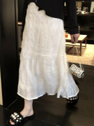 梨形身材白色半身裙女夏季2024高腰显瘦设计感小众a字网纱裙