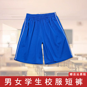 校裤宝蓝色一条杠五分短裤，高中生男女夏季初中生，小学生校服短裤子