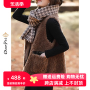 时尚保暖羊剪绒皮草马甲2023冬季复合皮毛一体羊毛羔背心外套