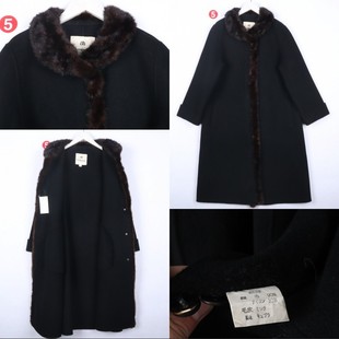 日本制黑色水貂毛领，单排扣90%羊毛双面绒，大衣女中长款过膝秋冬季