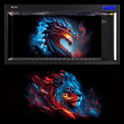 鱼缸贴纸背景黑色增艳狮子老虎雷龙鱼3D立体装饰壁纸贴画正胶定制