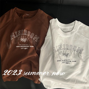 男宝衣服夏季2023夏季童装儿童短袖T恤衫男童插肩字母背心