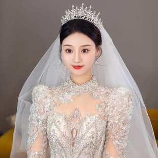 大气新娘头饰韩式高级感闪钻水晶王冠公主结婚生日成年礼发饰